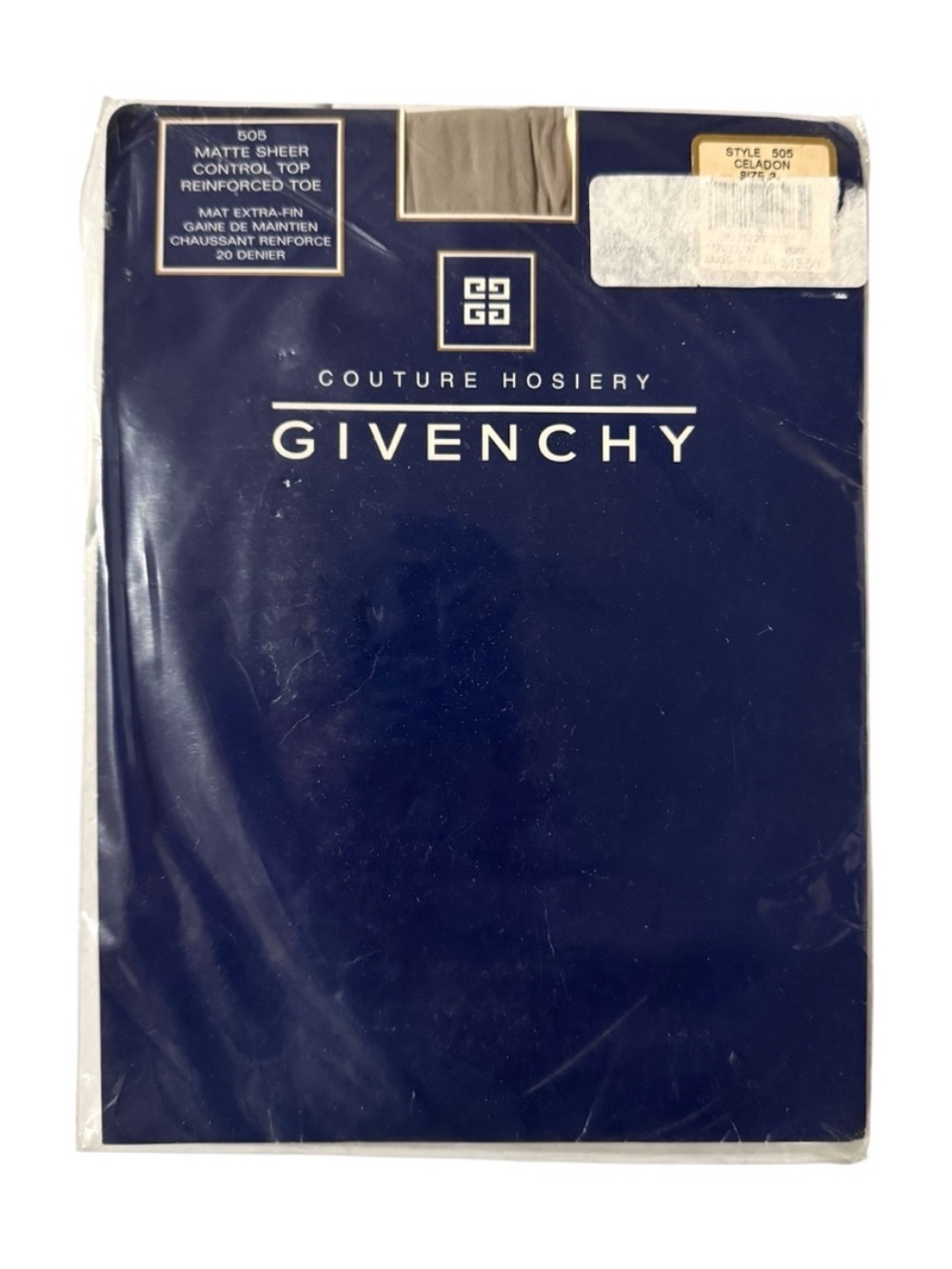 Vintage GIVENCHY Pantyhose Matte Sheer Celadon Style 505 Size 3 Control Top 1996